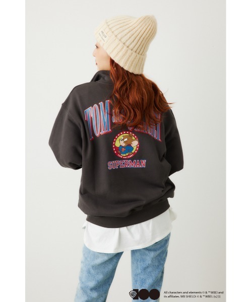 RODEO CROWNS WIDE BOWL（ロデオクラウンズワイドボウル）の「WB T&Jハーフジップトップス（スウェット・レディース・チャコールグレー/オフホワイト/グレー×ホワイト・FREE）」の6枚目の写真