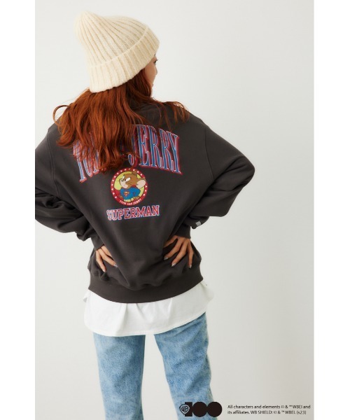 RODEO CROWNS WIDE BOWL（ロデオクラウンズワイドボウル）の「WB T&Jハーフジップトップス（スウェット・レディース・チャコールグレー/オフホワイト/グレー×ホワイト・FREE）」の7枚目の写真