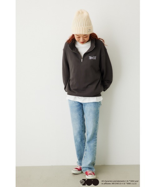 RODEO CROWNS WIDE BOWL（ロデオクラウンズワイドボウル）の「WB T&Jハーフジップトップス（スウェット・レディース・チャコールグレー/オフホワイト/グレー×ホワイト・FREE）」の8枚目の写真