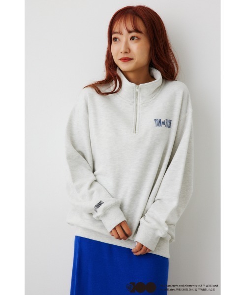 RODEO CROWNS WIDE BOWL（ロデオクラウンズワイドボウル）の「WB T&Jハーフジップトップス（スウェット・レディース・チャコールグレー/オフホワイト/グレー×ホワイト・FREE）」の12枚目の写真