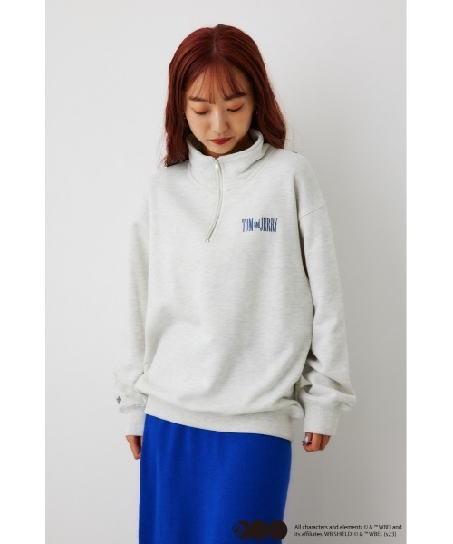 RODEO CROWNS WIDE BOWL（ロデオクラウンズワイドボウル）の「WB T&Jハーフジップトップス（スウェット・レディース・チャコールグレー/オフホワイト/グレー×ホワイト・FREE）」の13枚目の写真