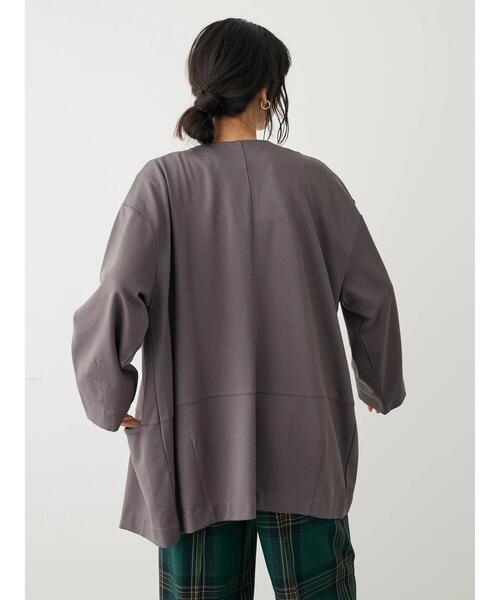 CRAFT STANDARD BOUTIQUE（クラフトスタンダードブティック）の「ポンチノーカラージャケット（その他アウター・レディース・チャコールグレー/ライトグレー/パープル・FREE）」の8枚目の写真