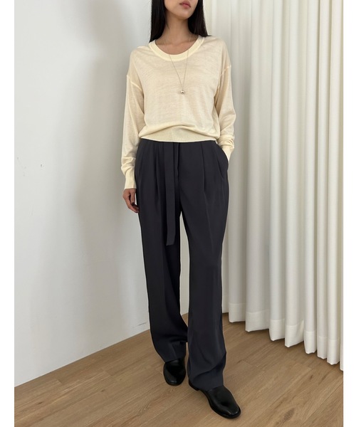 Didot.showroom(ディドット ショールーム)の「ラウンドUネックシアーニット(ニット/セーター・レディース・ホワイト/ベージュ/ブルー/クリーム/ブラック・FREE)」の17枚目の写真