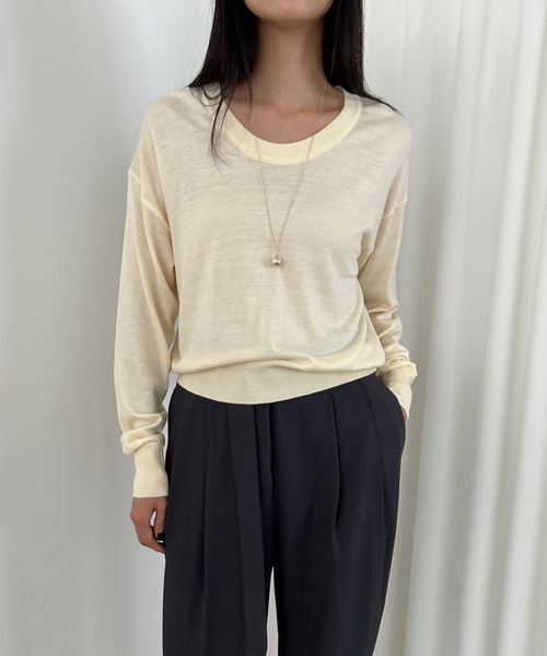 Didot.showroom(ディドット ショールーム)の「ラウンドUネックシアーニット(ニット/セーター・レディース・ホワイト/ベージュ/ブルー/クリーム/ブラック・FREE)」の16枚目の写真