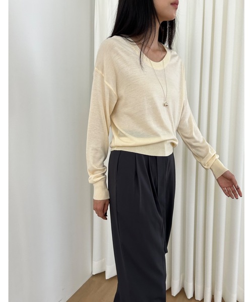 Didot.showroom(ディドット ショールーム)の「ラウンドUネックシアーニット(ニット/セーター・レディース・ホワイト/ベージュ/ブルー/クリーム/ブラック・FREE)」の18枚目の写真