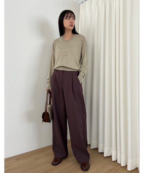 Didot.showroom(ディドット ショールーム)の「ラウンドUネックシアーニット(ニット/セーター・レディース・ホワイト/ベージュ/ブルー/クリーム/ブラック・FREE)」の12枚目の写真