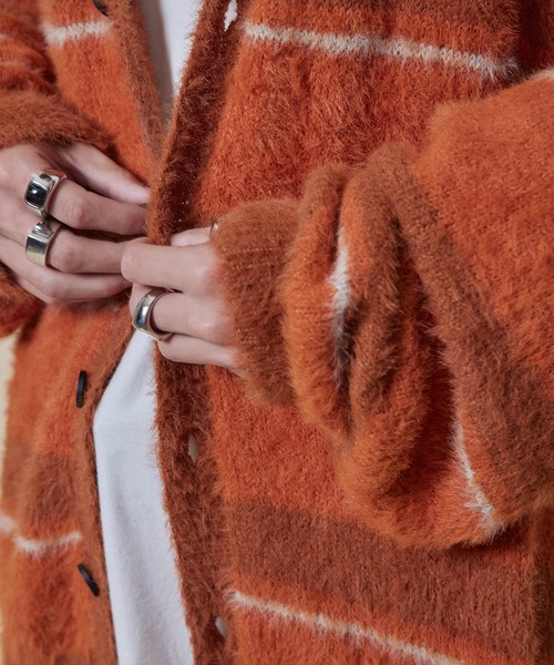 re_k by JUNRED（レクバイジュンレッド）の「re_k by JUNRED / シャギーボーダールーズニットカーディガン（カーディガン/ボレロ・メンズ・グリーン/ブルー/キャメル・L/M/S）」の14枚目の写真