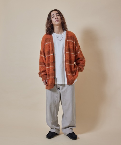 re_k by JUNRED（レクバイジュンレッド）の「re_k by JUNRED / シャギーボーダールーズニットカーディガン（カーディガン/ボレロ・メンズ・グリーン/ブルー/キャメル・L/M/S）」の15枚目の写真