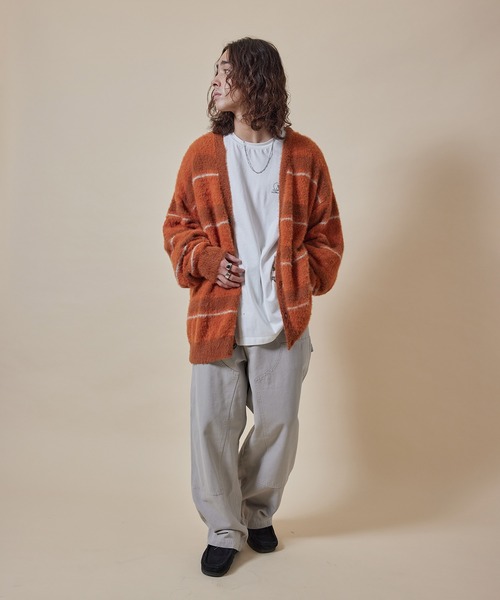 re_k by JUNRED（レクバイジュンレッド）の「re_k by JUNRED / シャギーボーダールーズニットカーディガン（カーディガン/ボレロ・メンズ・グリーン/ブルー/キャメル・L/M/S）」の10枚目の写真