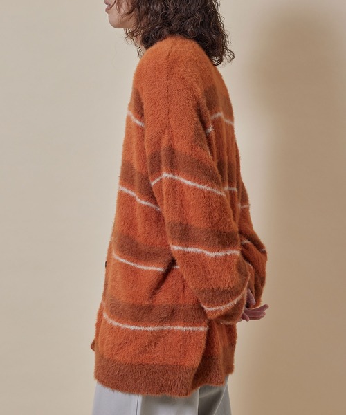 re_k by JUNRED（レクバイジュンレッド）の「re_k by JUNRED / シャギーボーダールーズニットカーディガン（カーディガン/ボレロ・メンズ・グリーン/ブルー/キャメル・L/M/S）」の19枚目の写真