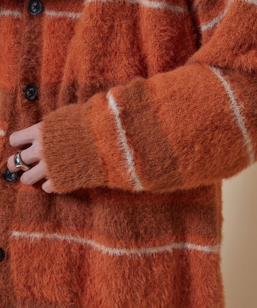 re_k by JUNRED（レクバイジュンレッド）の「re_k by JUNRED / シャギーボーダールーズニットカーディガン（カーディガン/ボレロ・メンズ・グリーン/ブルー/キャメル・L/M/S）」の22枚目の写真