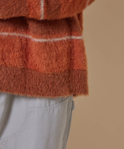 re_k by JUNRED（レクバイジュンレッド）の「re_k by JUNRED / シャギーボーダールーズニットカーディガン（カーディガン/ボレロ・メンズ・グリーン/ブルー/キャメル・L/M/S）」の6枚目の写真