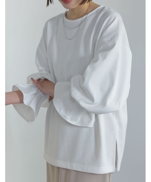 Re:EDIT(リエディ)の「異素材切り替えキャンディースリーブ裏毛トップス(スウェット・レディース・ブラック/ホワイト・MEDIUM/LARGE)」の21枚目の写真