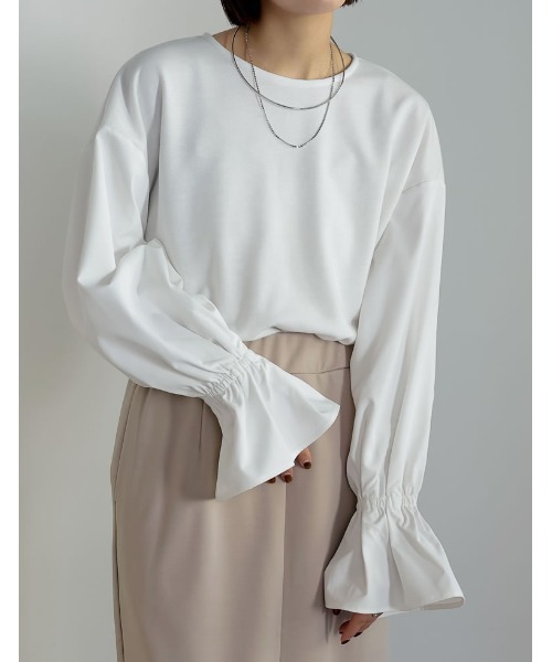 Re:EDIT(リエディ)の「異素材切り替えキャンディースリーブ裏毛トップス(スウェット・レディース・ブラック/ホワイト・MEDIUM/LARGE)」の22枚目の写真