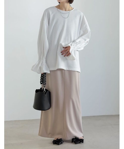 Re:EDIT(リエディ)の「異素材切り替えキャンディースリーブ裏毛トップス(スウェット・レディース・ブラック/ホワイト・MEDIUM/LARGE)」の18枚目の写真