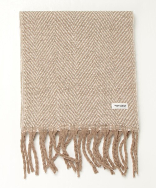 fredy emue（フレディエミュ）の「ヘリンボン太フリンジストール（ストール/ショール・レディース・ホワイト系その他4/ブルー系その他3/ベージュ系その他3・FREE）」の2枚目の写真