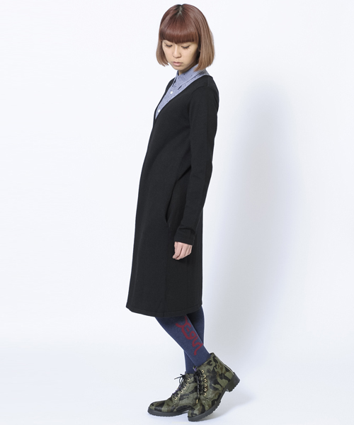 X-girl（エックスガール）の「SOLID KNIT LONG JACKET（カーディガン/ボレロ・レディース・ブラック/アッシュ・2/1）」の9枚目の写真