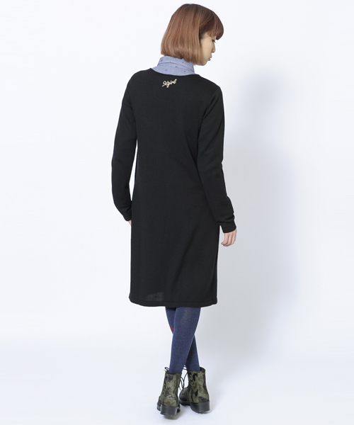 X-girl（エックスガール）の「SOLID KNIT LONG JACKET（カーディガン/ボレロ・レディース・ブラック/アッシュ・2/1）」の3枚目の写真