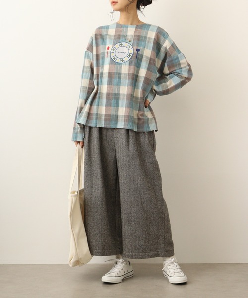 Emago(イマゴ)の「EMAGO ヘリンボーンタックパンツ(その他パンツ・レディース・ブラック/ブラウン・FREE)」の6枚目の写真