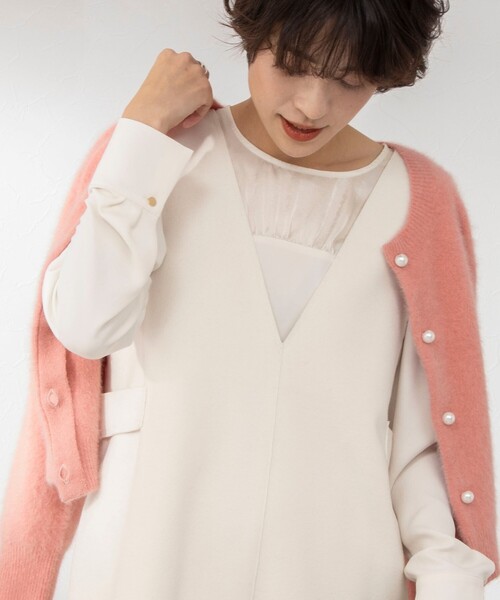 NOLLEY’S（ノーリーズ）の「ウォッシャブルシアーサテン切り替えブラウス（シャツ/ブラウス・レディース・ホワイト/アイボリー・36/38）」の9枚目の写真