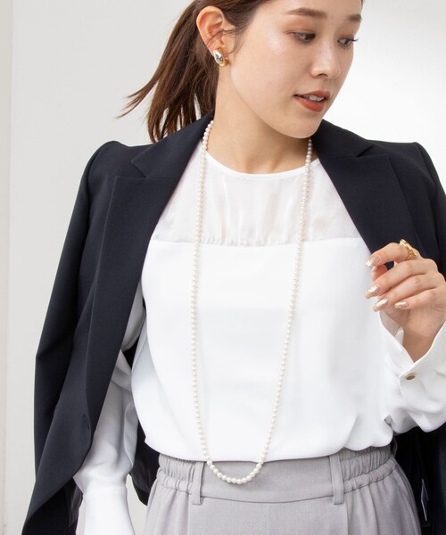 NOLLEY’S（ノーリーズ）の「ウォッシャブルシアーサテン切り替えブラウス（シャツ/ブラウス・レディース・ホワイト/アイボリー・36/38）」の17枚目の写真