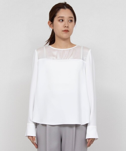 NOLLEY’S（ノーリーズ）の「ウォッシャブルシアーサテン切り替えブラウス（シャツ/ブラウス・レディース・ホワイト/アイボリー・36/38）」の19枚目の写真