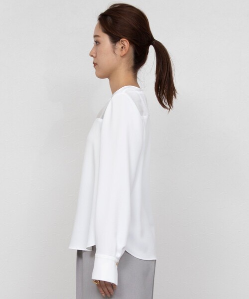 NOLLEY’S（ノーリーズ）の「ウォッシャブルシアーサテン切り替えブラウス（シャツ/ブラウス・レディース・ホワイト/アイボリー・36/38）」の21枚目の写真