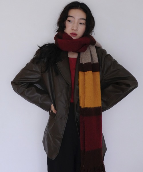 Uenui（ウニュイ）の「【ZOZO限定】ボリューム　ボーダー　マフラー（マフラー・レディース・ブラウン/ブルー/グリーン・FREE）」の22枚目の写真