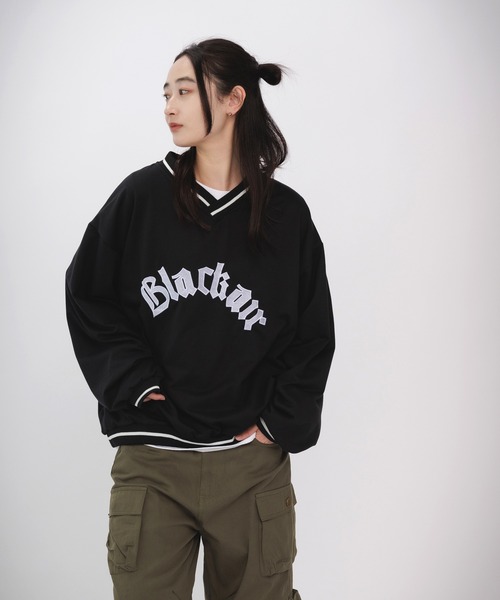 ALL RUNS（オールランズ）の「バイカラーVネックルーズスウェット トレーナー（スウェット・メンズ・ブラック/ネイビー・L/XL/M）」の13枚目の写真