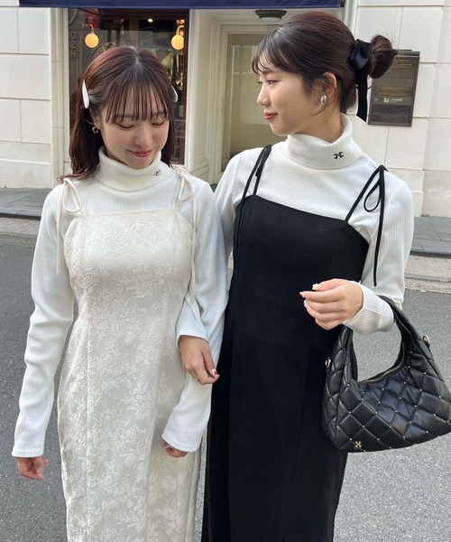one after another NICE CLAUP（ワンアフターアナザーナイスクラップ）の「【推され恋ワンピース】マラボーキャミワンピース（ワンピース・レディース・ブラック/ピンク/アイボリー・FREE）」の18枚目の写真