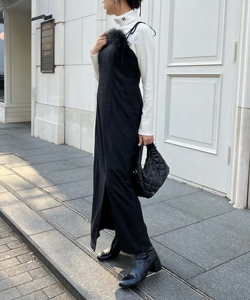 one after another NICE CLAUP（ワンアフターアナザーナイスクラップ）の「【推され恋ワンピース】マラボーキャミワンピース（ワンピース・レディース・ブラック/ピンク/アイボリー・FREE）」の8枚目の写真