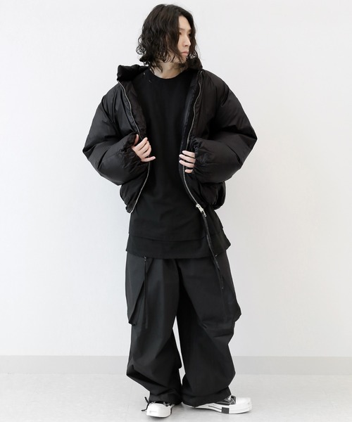 minsobi（ミンソビ）の「クロップド中綿ジャケット スタンドカラーブルゾン（その他アウター・メンズ・クリーム/ブラック・FREE）」の3枚目の写真