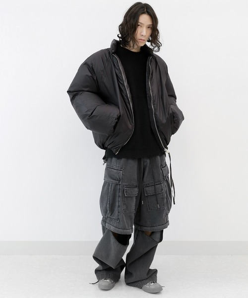 minsobi（ミンソビ）の「クロップド中綿ジャケット スタンドカラーブルゾン（その他アウター・メンズ・クリーム/ブラック・FREE）」の8枚目の写真