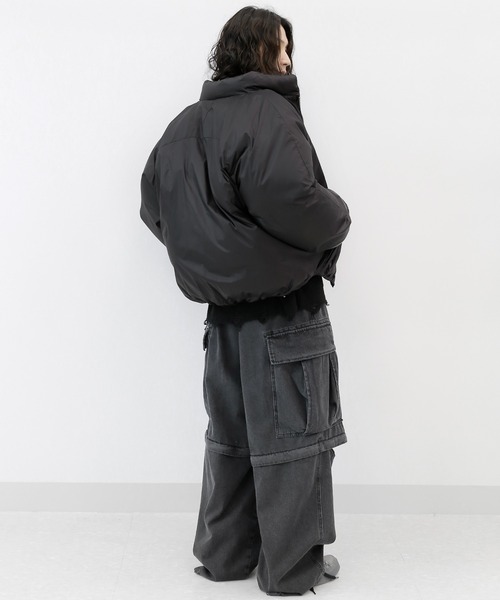 minsobi（ミンソビ）の「クロップド中綿ジャケット スタンドカラーブルゾン（その他アウター・メンズ・クリーム/ブラック・FREE）」の9枚目の写真