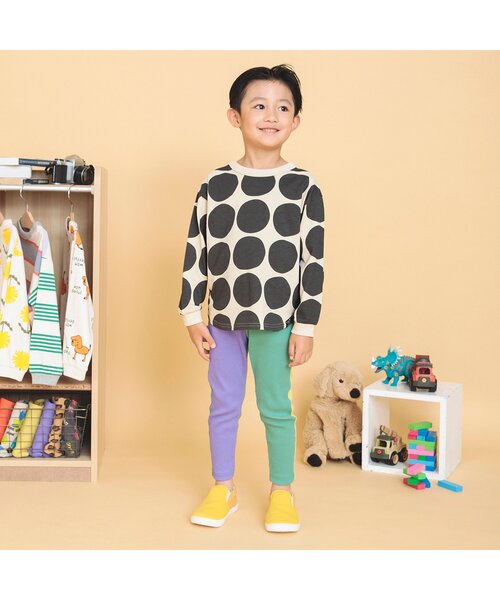 BREEZE（ブリーズ）の「【どっちも正解】DAISUKI 総柄ロンT（Tシャツ/カットソー・キッズ・イエロー/サックスブルー/ドット/オフホワイト/レインボー/その他2・80/110/90/100/120/130/140）」の8枚目の写真