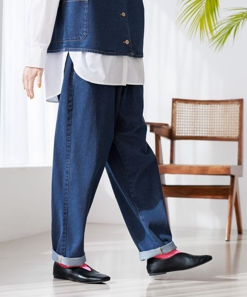 studio CLIP（スタディオクリップ）の「エブリワンフィットデニムパンツ[プチ・プラスサイズあり]（デニムパンツ・レディース・モカ/アイボリー/インディゴブルー/ブルー/ベージュ・FREE）」の8枚目の写真