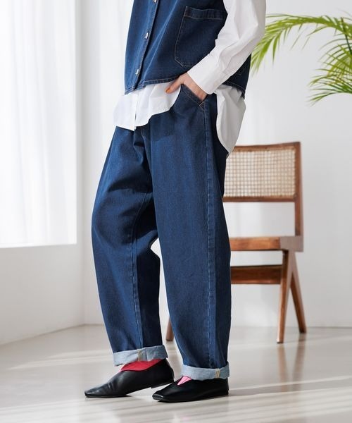 studio CLIP（スタディオクリップ）の「エブリワンフィットデニムパンツ[プチ・プラスサイズあり]（デニムパンツ・レディース・モカ/アイボリー/インディゴブルー/ブルー/ベージュ・FREE）」の9枚目の写真