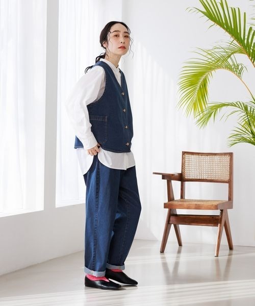 studio CLIP（スタディオクリップ）の「エブリワンフィットデニムパンツ[プチ・プラスサイズあり]（デニムパンツ・レディース・モカ/アイボリー/インディゴブルー/ブルー/ベージュ・FREE）」の10枚目の写真