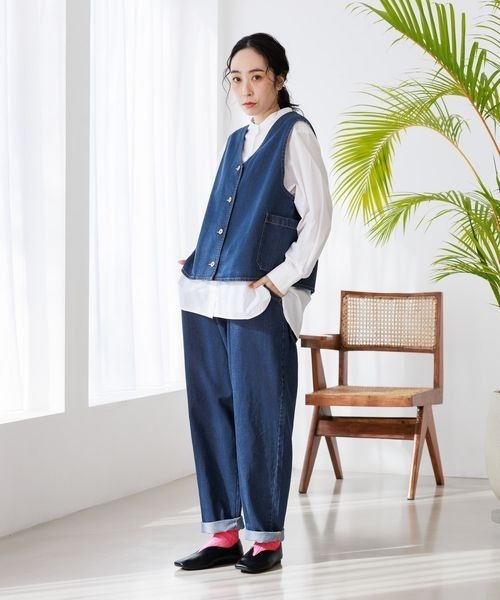 studio CLIP（スタディオクリップ）の「エブリワンフィットデニムパンツ[プチ・プラスサイズあり]（デニムパンツ・レディース・モカ/アイボリー/インディゴブルー/ブルー/ベージュ・FREE）」の11枚目の写真