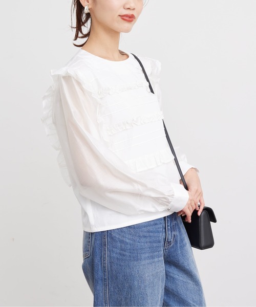 Chez toi（シェトワ）の「フロントフリル袖シアーシャツ（シャツ/ブラウス・レディース・オフホワイト・FREE）」の9枚目の写真