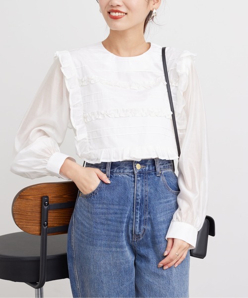 Chez toi（シェトワ）の「フロントフリル袖シアーシャツ（シャツ/ブラウス・レディース・オフホワイト・FREE）」の22枚目の写真