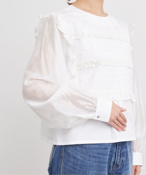 Chez toi（シェトワ）の「フロントフリル袖シアーシャツ（シャツ/ブラウス・レディース・オフホワイト・FREE）」の14枚目の写真