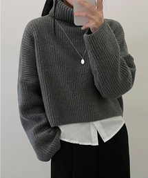 クロップドタートルネックニット レディース