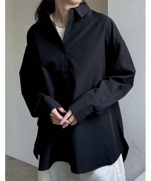 Re:EDIT（リエディ）の「[2024SS COLLECTION][低身長サイズ有]バックリボンオーバーサイズシャツ（シャツ/ブラウス・レディース・ホワイト/ブルー系その他/ブラック・SHORT/MEDIUM/LARGE）」の11枚目の写真