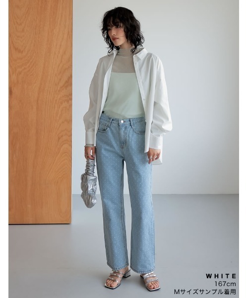 Re:EDIT（リエディ）の「[2024SS COLLECTION][低身長サイズ有]バックリボンオーバーサイズシャツ（シャツ/ブラウス・レディース・ホワイト/ブルー系その他/ブラック・SHORT/MEDIUM/LARGE）」の16枚目の写真