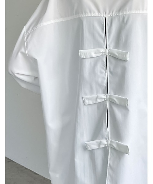 Re:EDIT（リエディ）の「[2024SS COLLECTION][低身長サイズ有]バックリボンオーバーサイズシャツ（シャツ/ブラウス・レディース・ホワイト/ブルー系その他/ブラック・SHORT/MEDIUM/LARGE）」の20枚目の写真