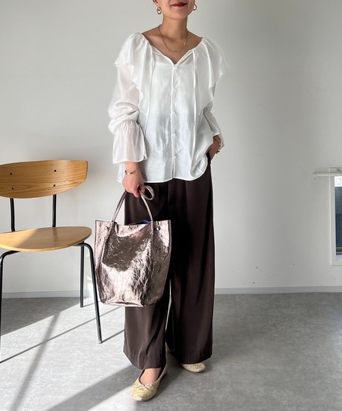 cache cache（カシュ カシュ）の「【cache cache(カシュカシュ)】クラッシュメタリック肩入バケツトート（トートバッグ・レディース・シルバー/ブロンズ・FREE）」の13枚目の写真