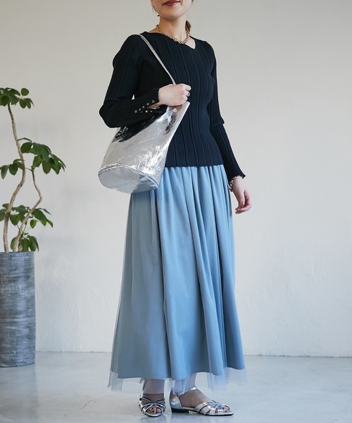 cache cache（カシュ カシュ）の「【cache cache(カシュカシュ)】クラッシュメタリック肩入バケツトート（トートバッグ・レディース・シルバー/ブロンズ・FREE）」の22枚目の写真