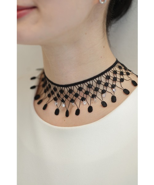 cawaii(カワイイ)の「(黒)ビジューの雫が揺れるレースチョーカー(チョーカー・レディース・ブラック・FREE)」の15枚目の写真