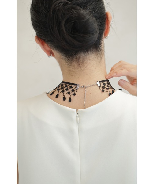 cawaii(カワイイ)の「(黒)ビジューの雫が揺れるレースチョーカー(チョーカー・レディース・ブラック・FREE)」の9枚目の写真